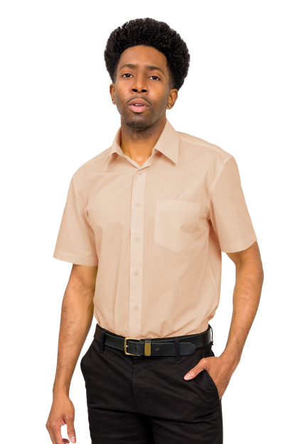 Men's Regular Fit Short Sleeve Solid Color Dress Shirts