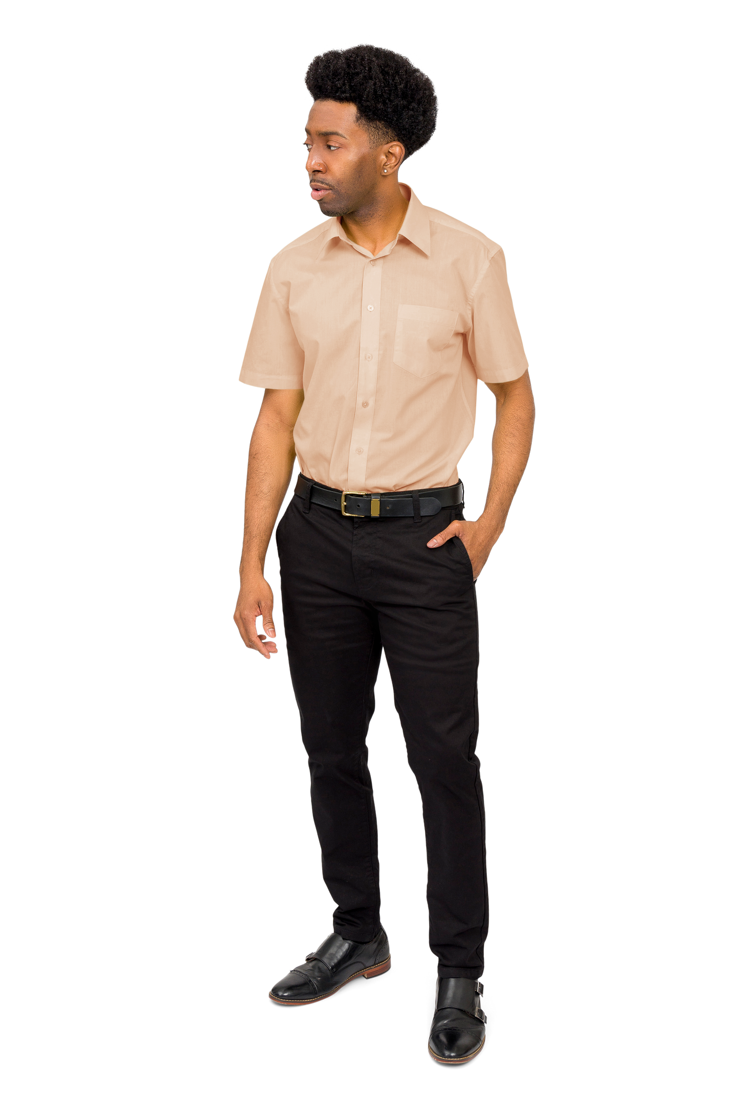 Men's Regular Fit Short Sleeve Solid Color Dress Shirts