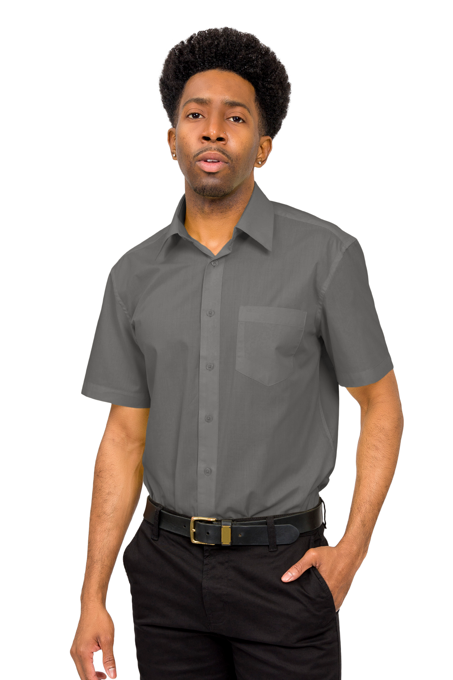 Men's Regular Fit Short Sleeve Solid Color Dress Shirts