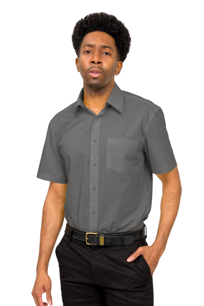 Men's Regular Fit Short Sleeve Solid Color Dress Shirts