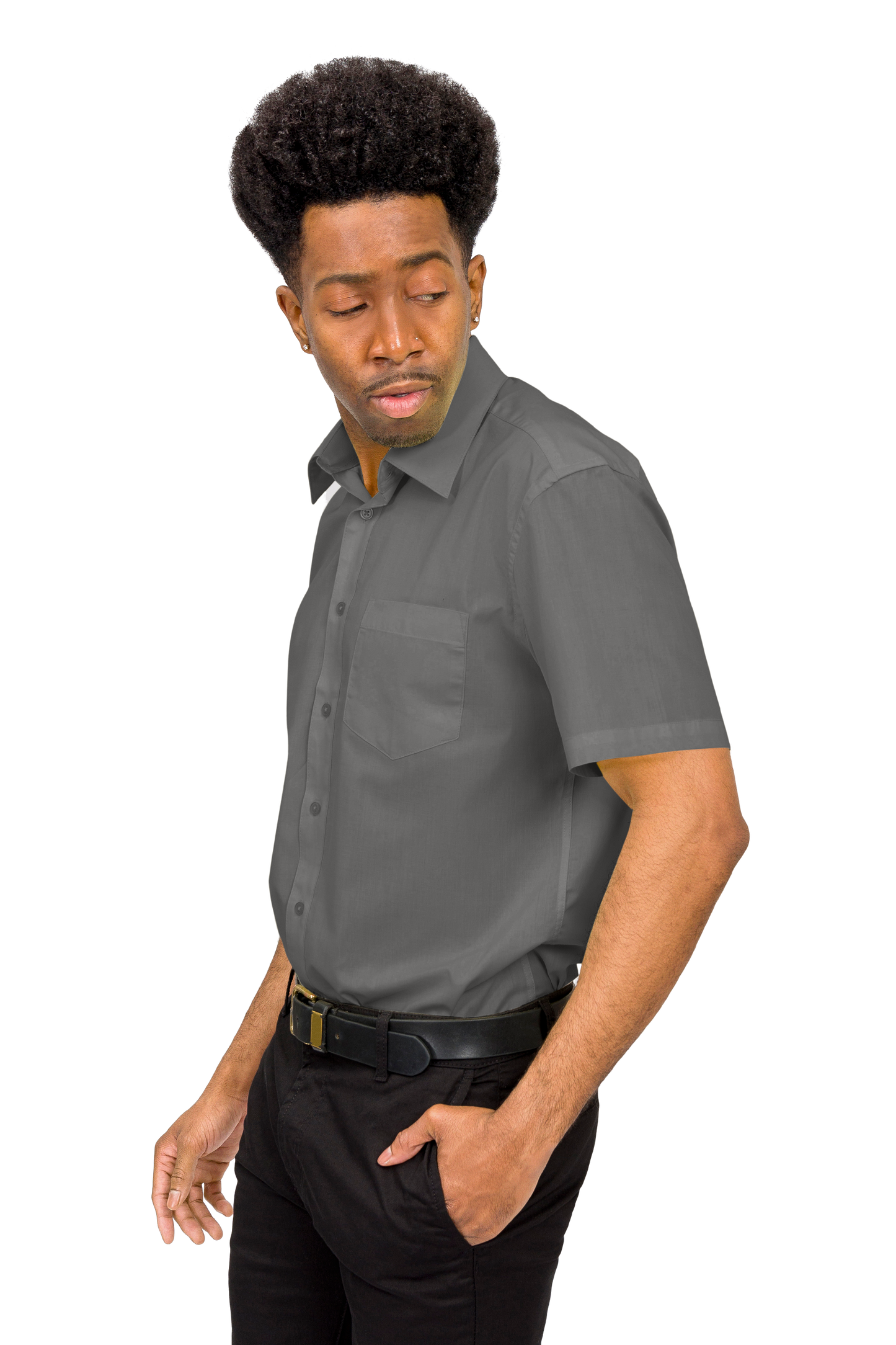 Men's Regular Fit Short Sleeve Solid Color Dress Shirts