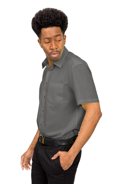 Men's Regular Fit Short Sleeve Solid Color Dress Shirts