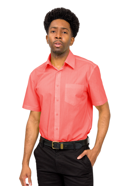 Men's Regular Fit Short Sleeve Solid Color Dress Shirts