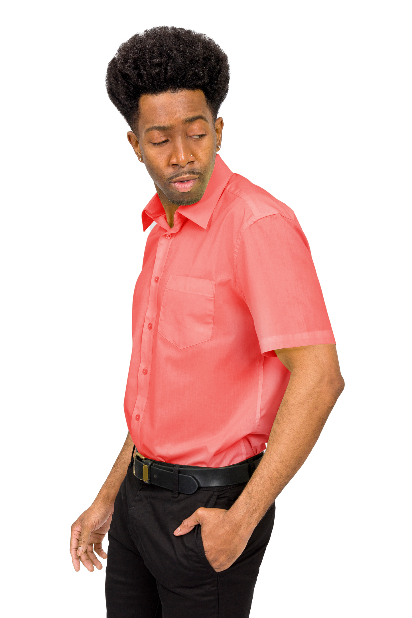 Men's Regular Fit Short Sleeve Solid Color Dress Shirts