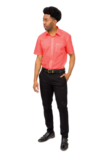 Men's Regular Fit Short Sleeve Solid Color Dress Shirts