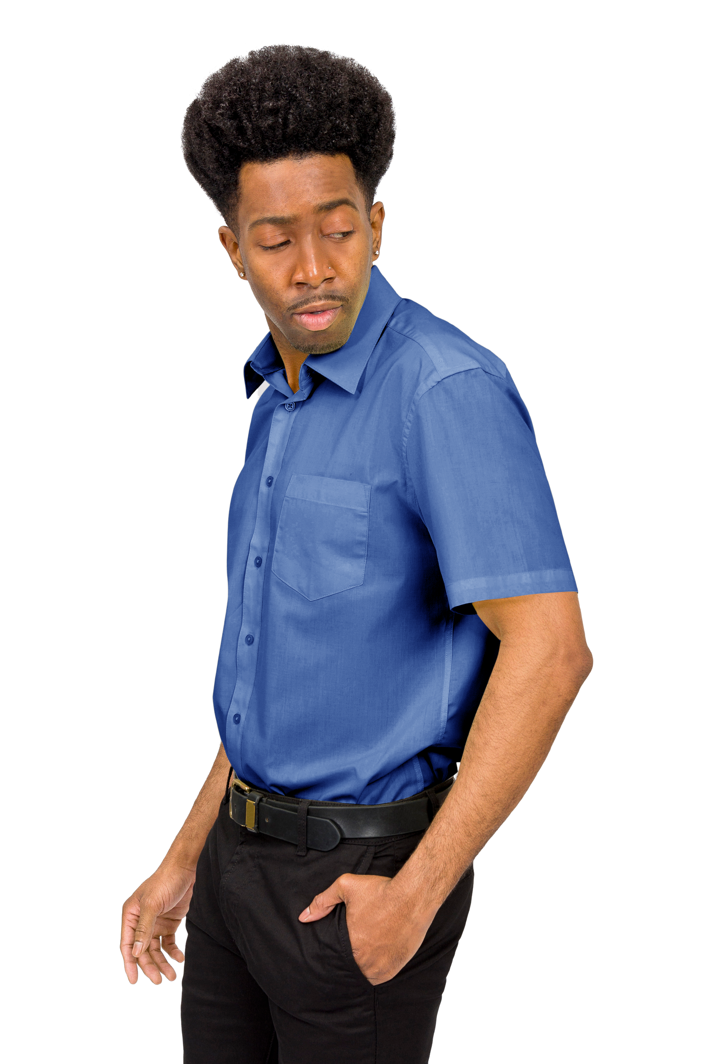 Men's Regular Fit Short Sleeve Solid Color Dress Shirts