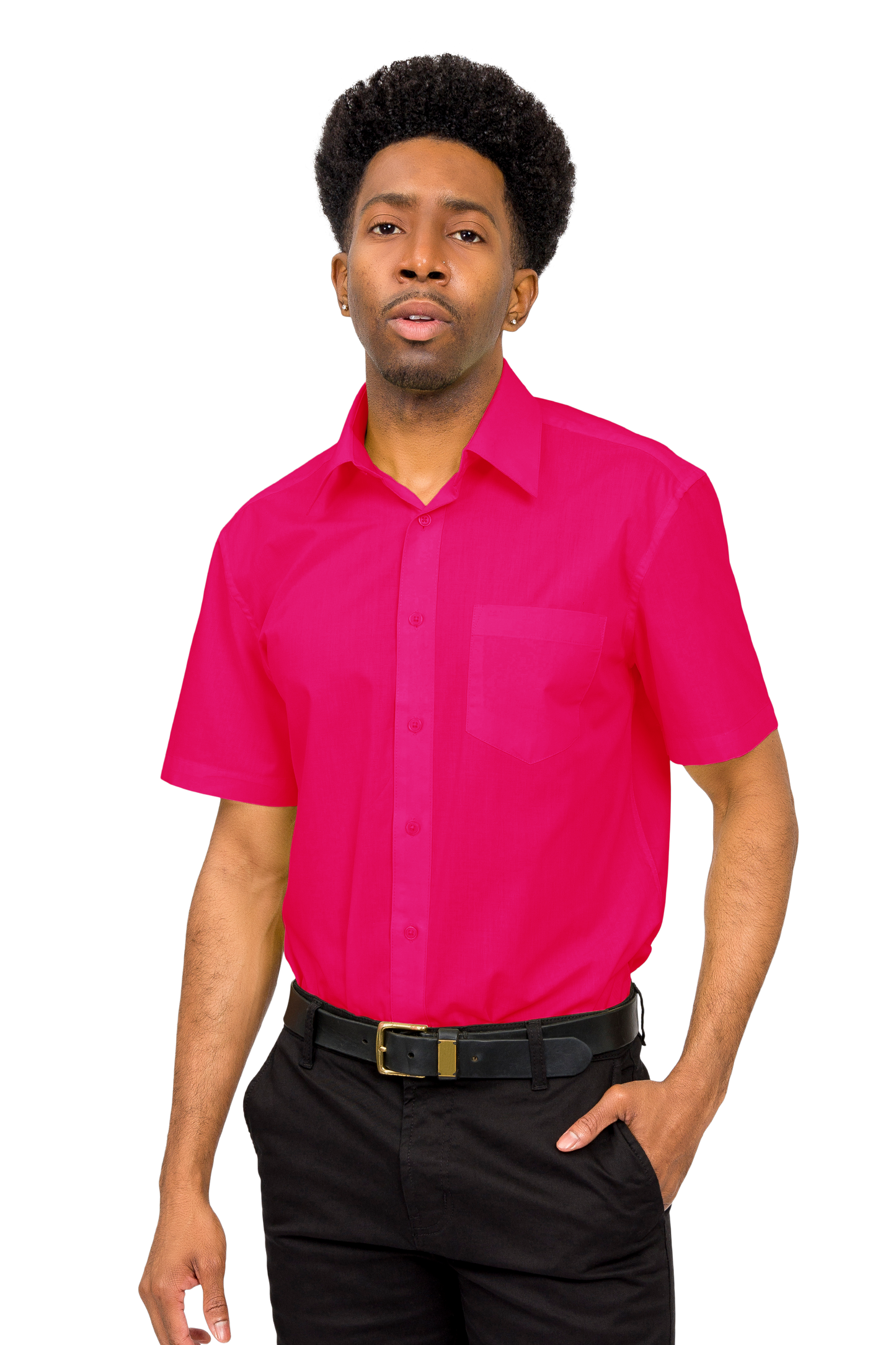 Men's Regular Fit Short Sleeve Solid Color Dress Shirts