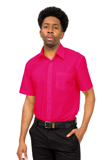 Men's Regular Fit Short Sleeve Solid Color Dress Shirts