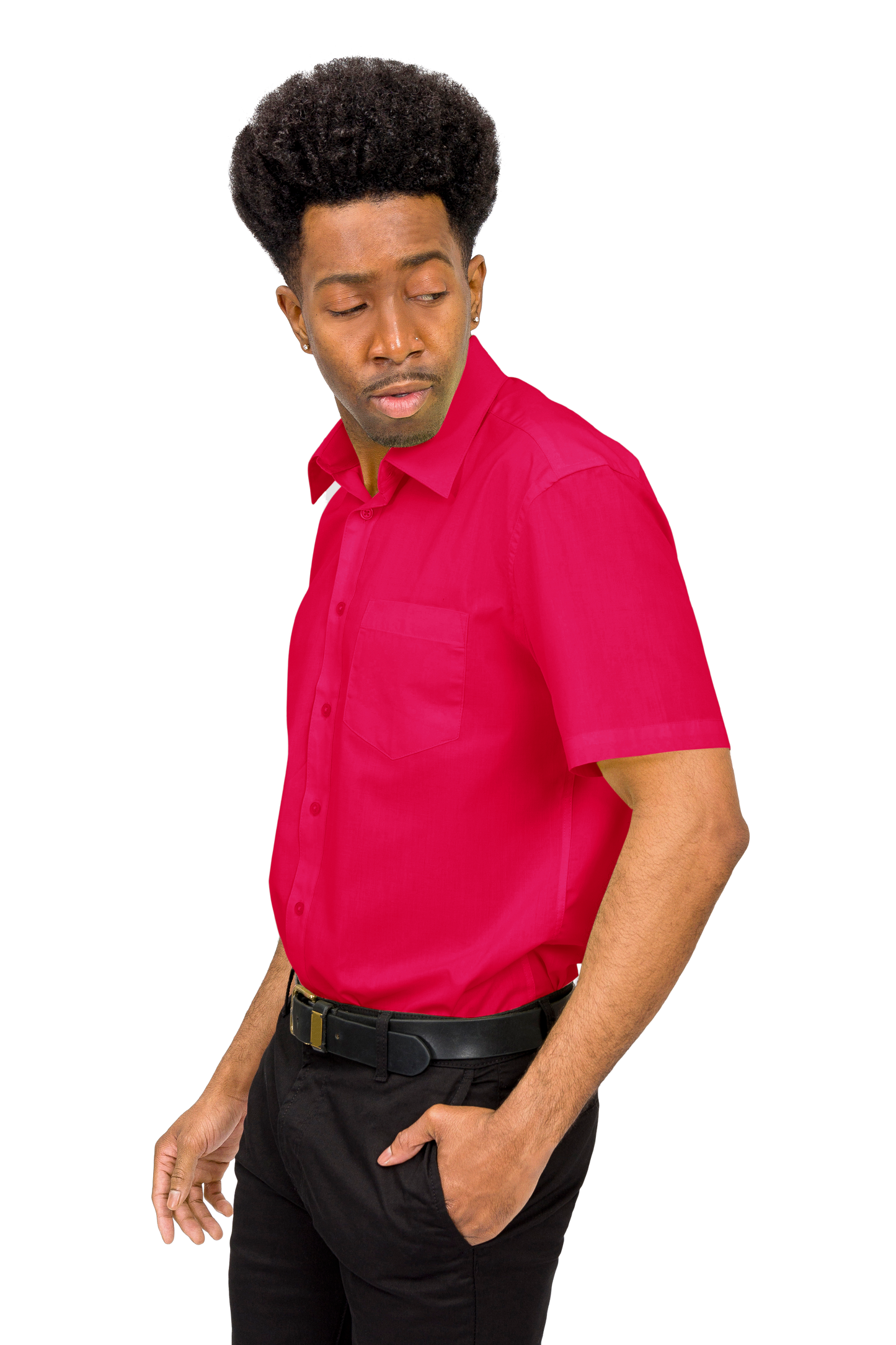 Men's Regular Fit Short Sleeve Solid Color Dress Shirts