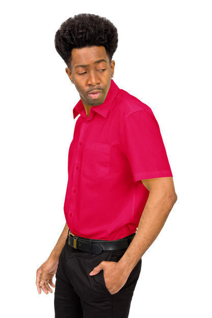 Men's Regular Fit Short Sleeve Solid Color Dress Shirts