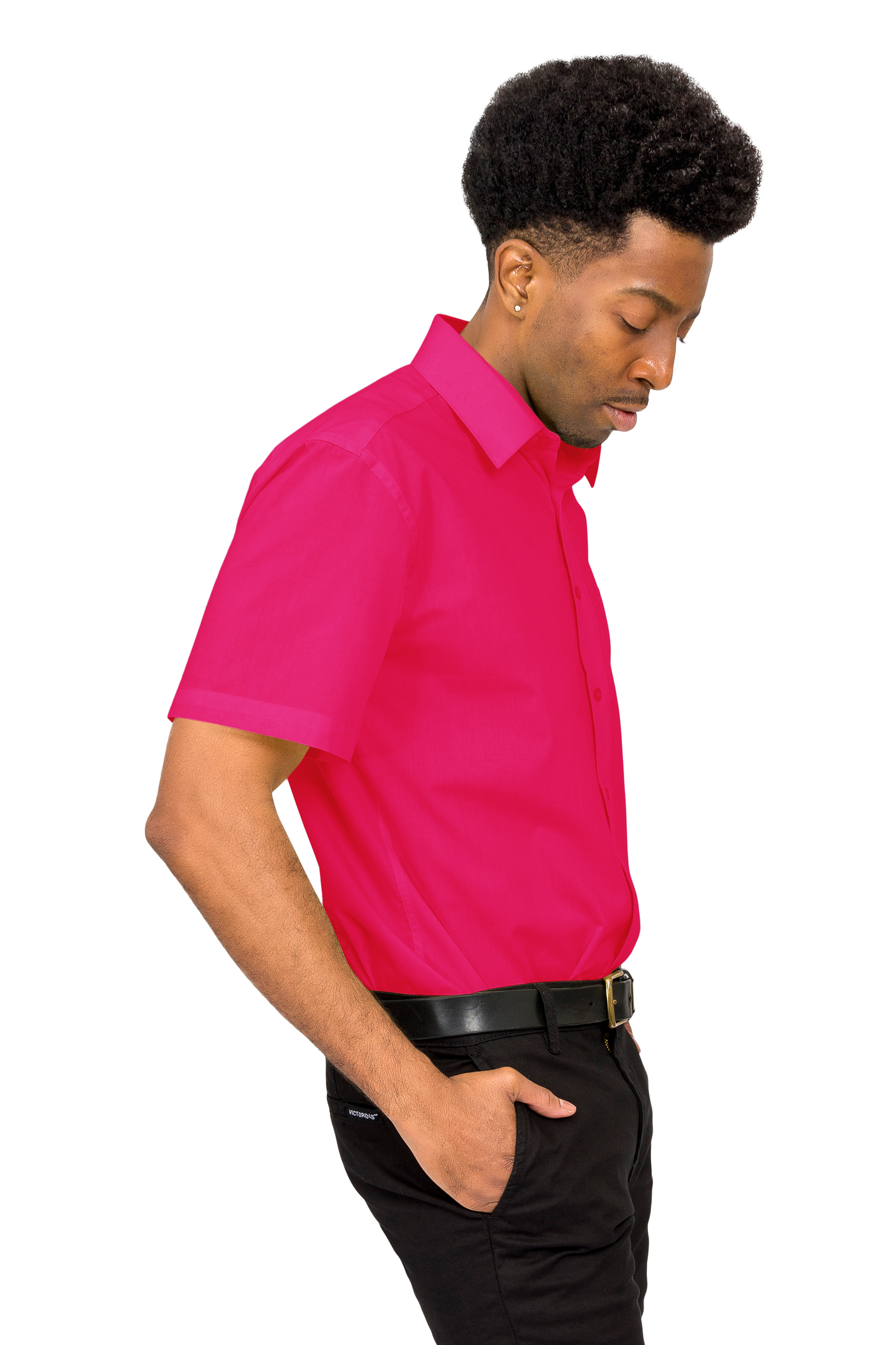Men's Regular Fit Short Sleeve Solid Color Dress Shirts