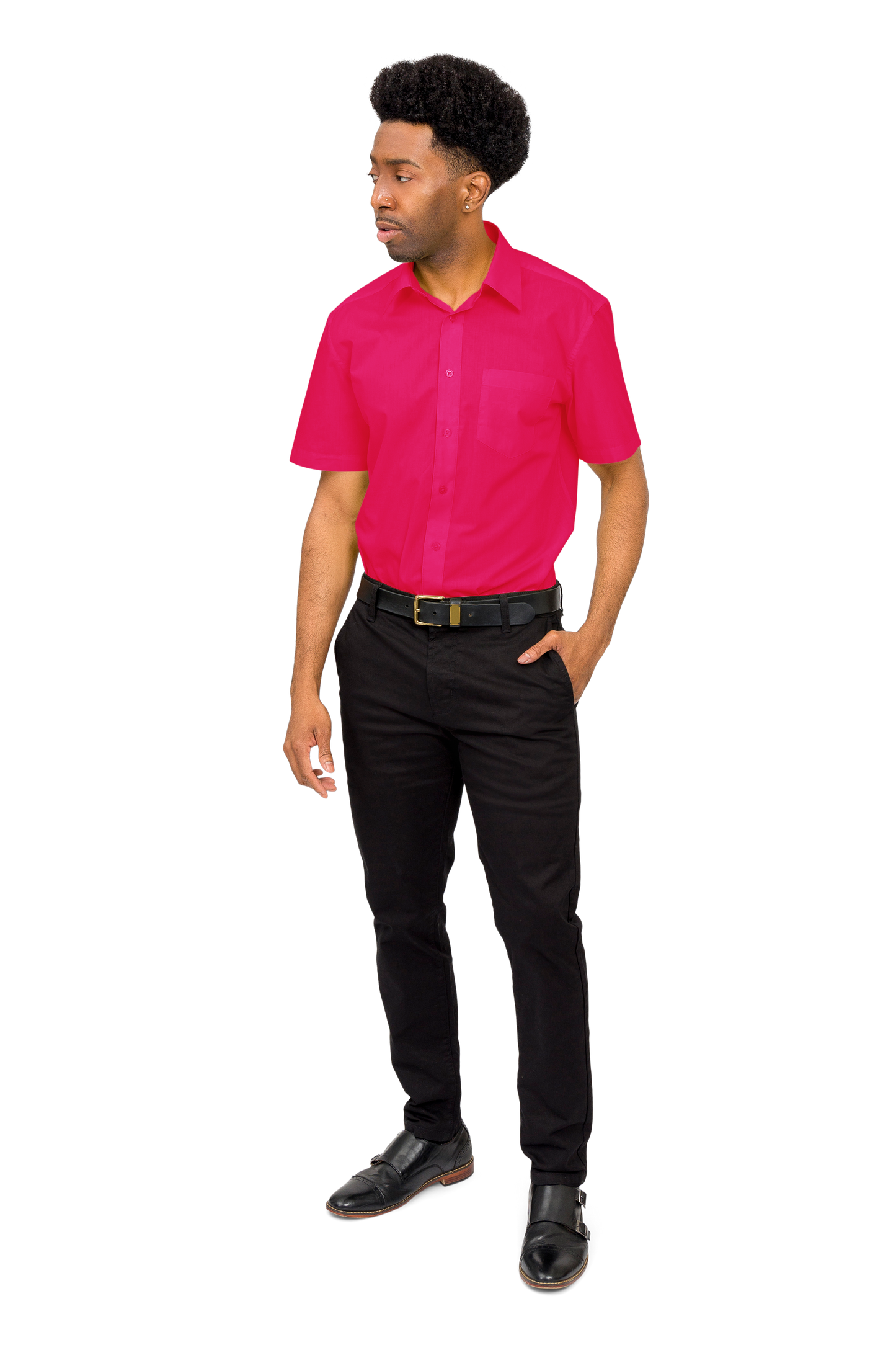 Men's Regular Fit Short Sleeve Solid Color Dress Shirts