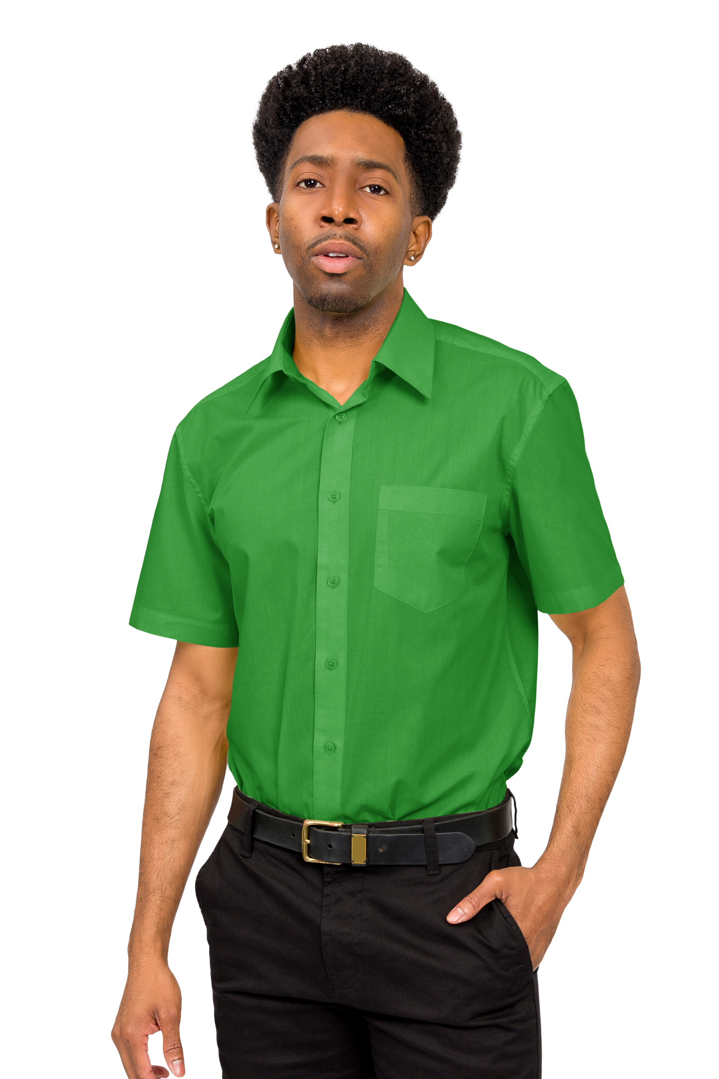 Men's Regular Fit Short Sleeve Solid Color Dress Shirts