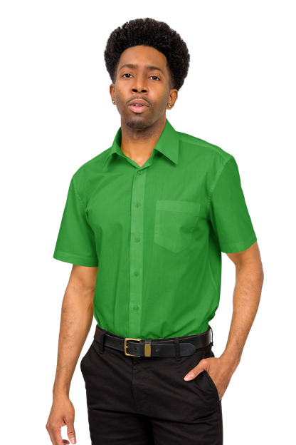 Men's Regular Fit Short Sleeve Solid Color Dress Shirts