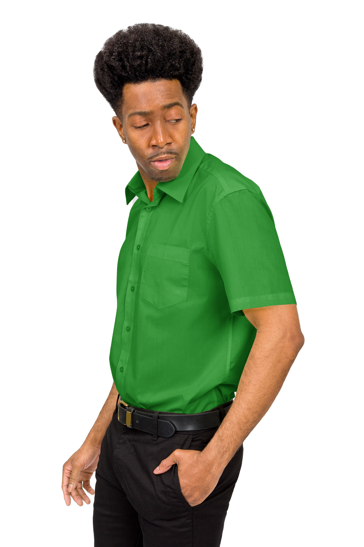 Men's Regular Fit Short Sleeve Solid Color Dress Shirts