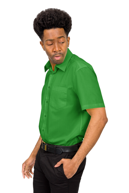 Men's Regular Fit Short Sleeve Solid Color Dress Shirts