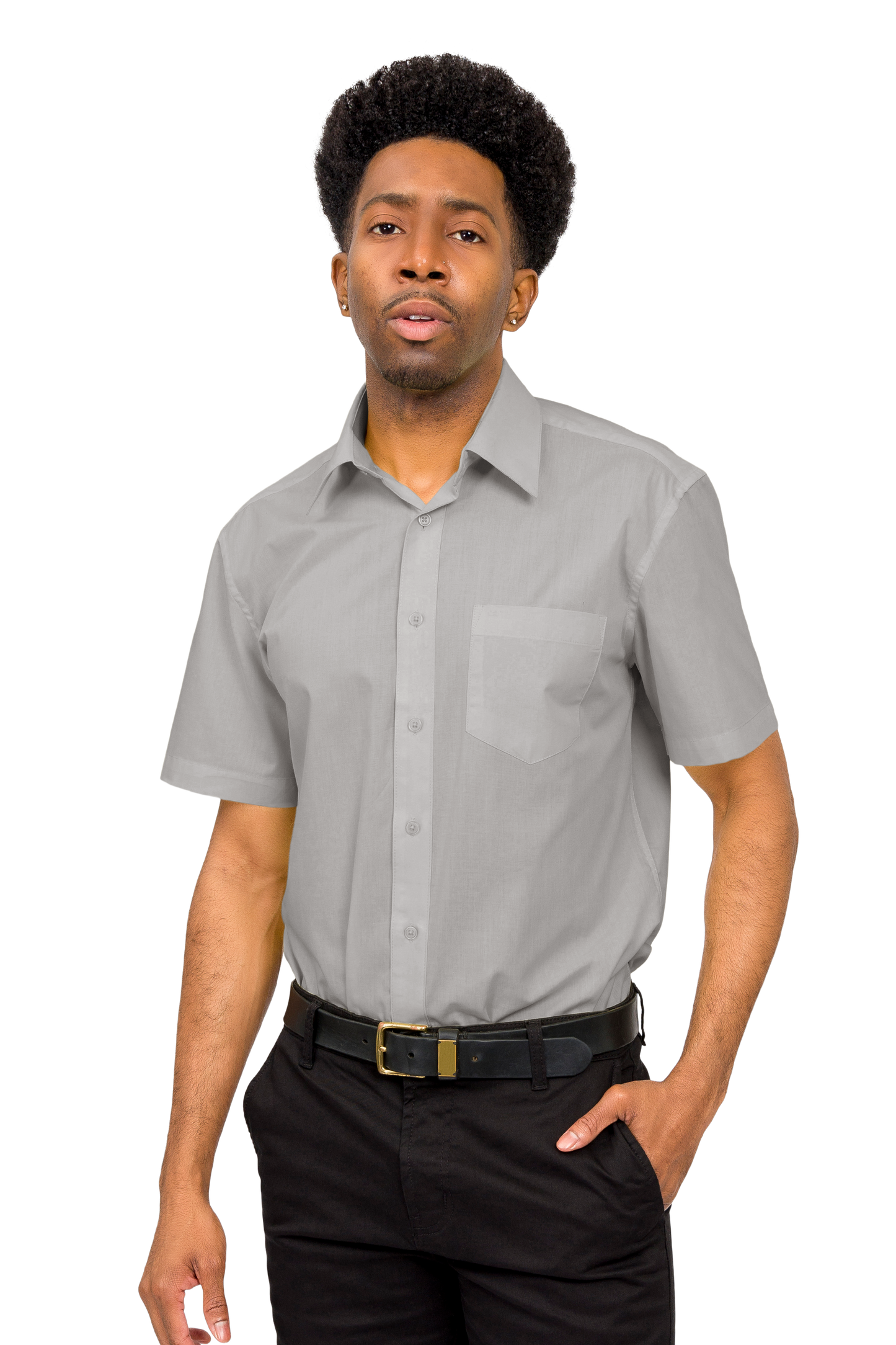Men's Regular Fit Short Sleeve Solid Color Dress Shirts