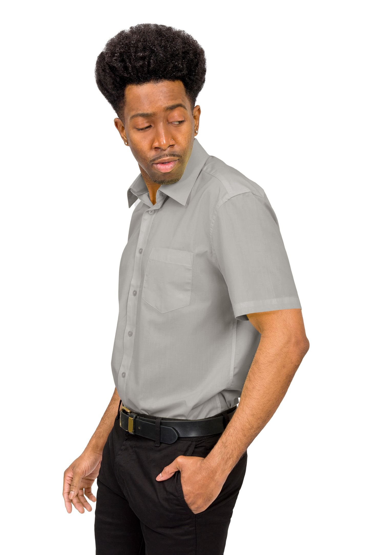 Men's Regular Fit Short Sleeve Solid Color Dress Shirts