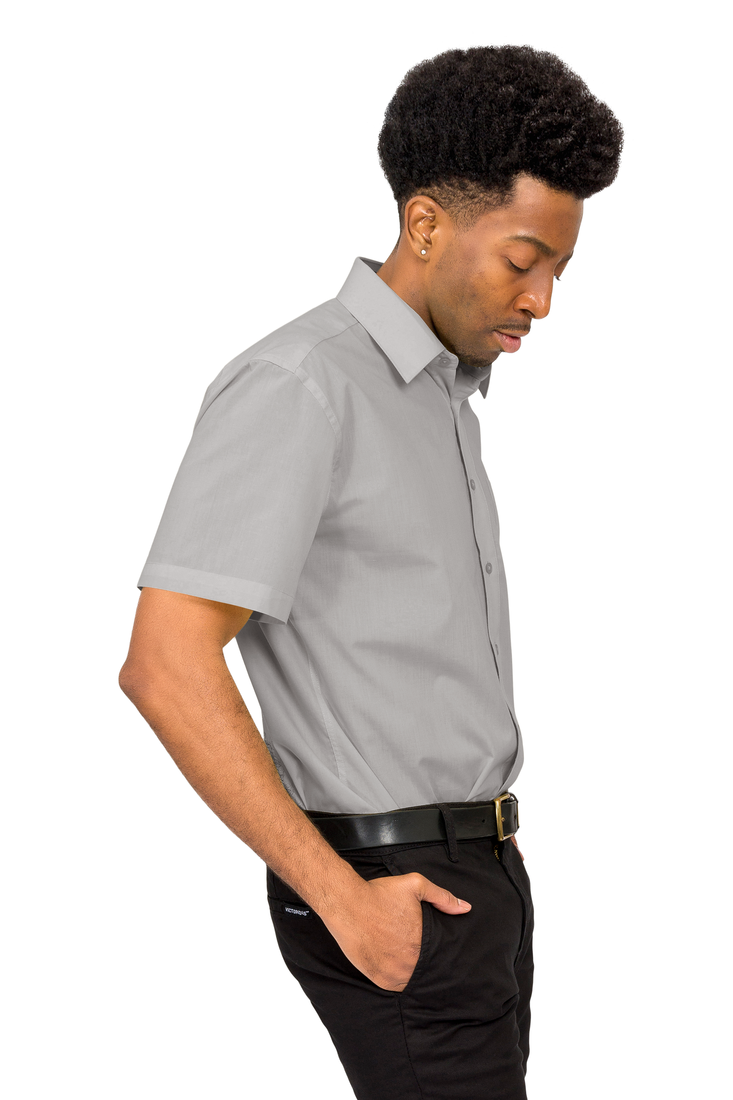 Men's Regular Fit Short Sleeve Solid Color Dress Shirts