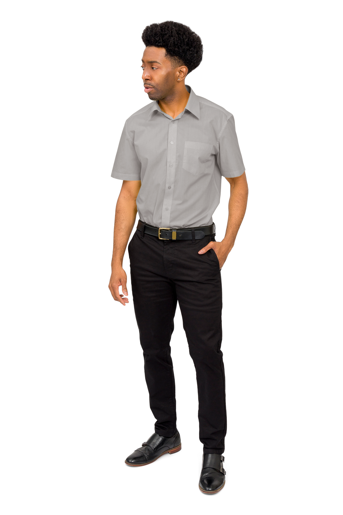 Men's Regular Fit Short Sleeve Solid Color Dress Shirts