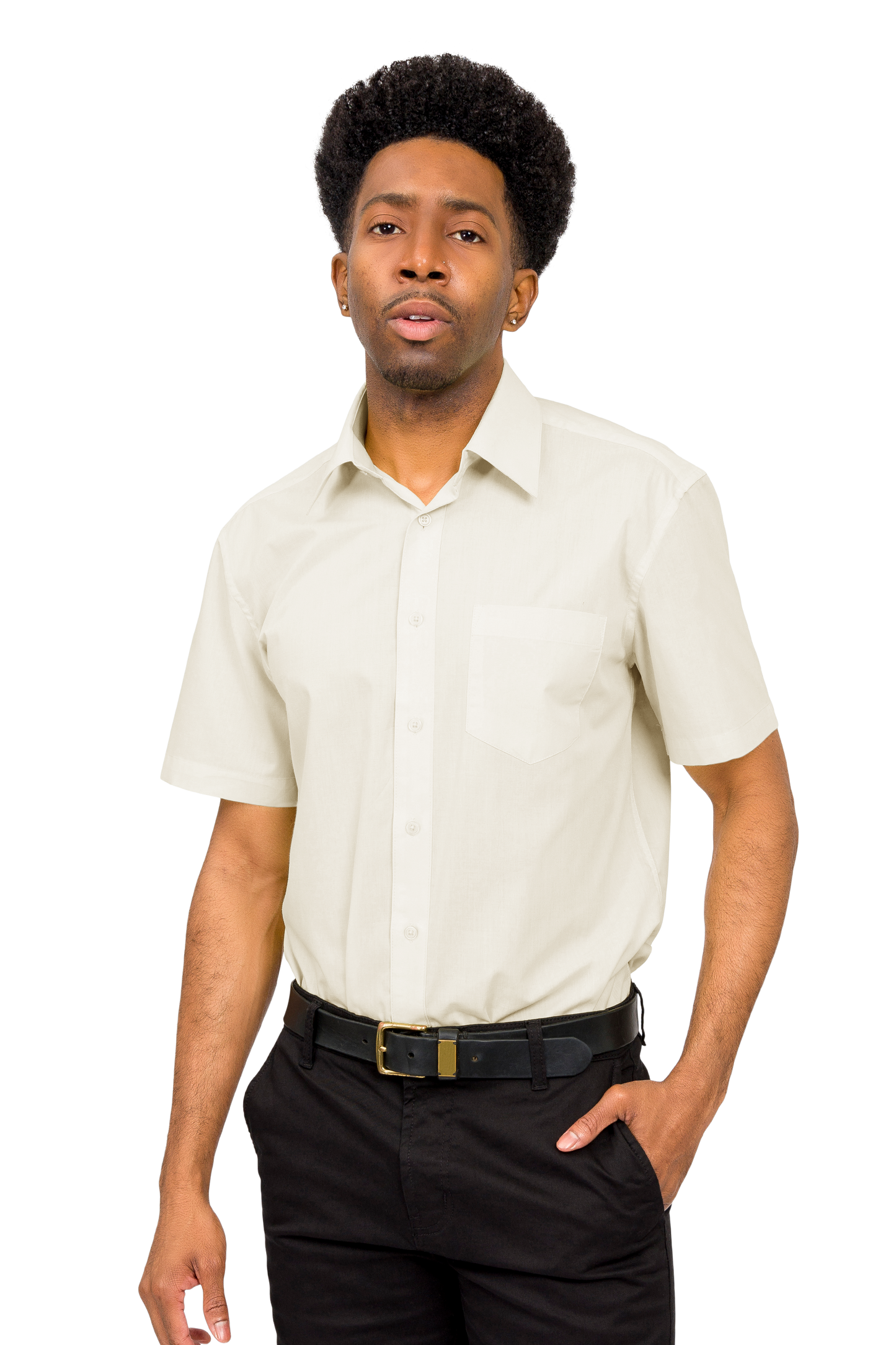Men's Regular Fit Short Sleeve Solid Color Dress Shirts