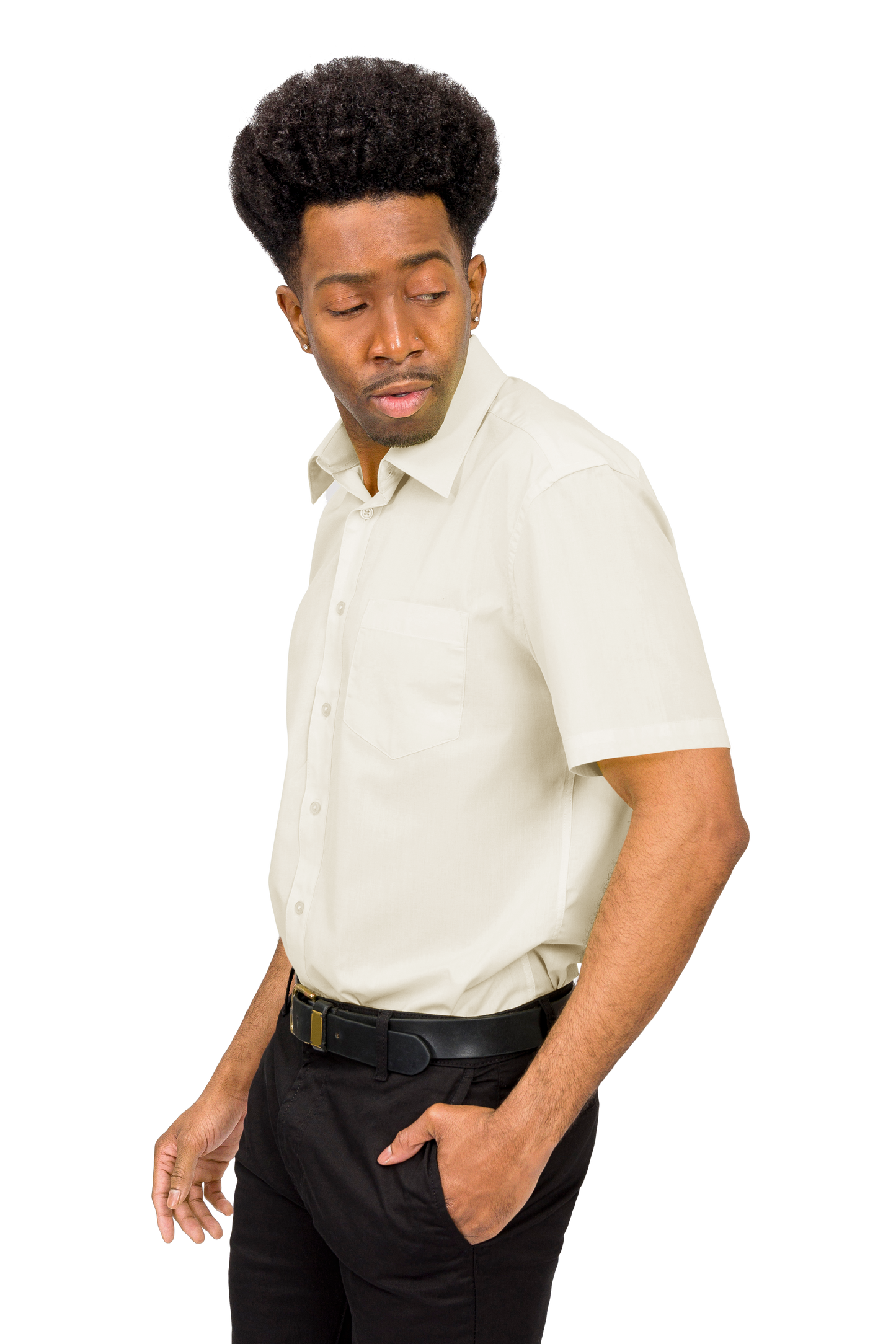Men's Regular Fit Short Sleeve Solid Color Dress Shirts