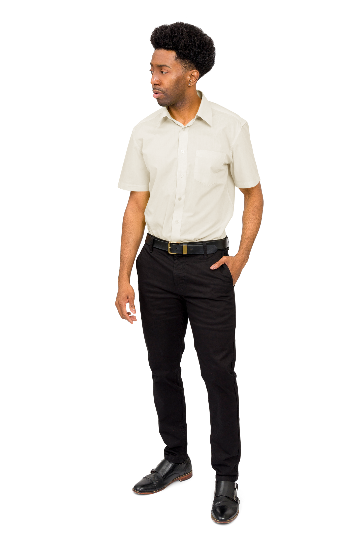 Men's Regular Fit Short Sleeve Solid Color Dress Shirts