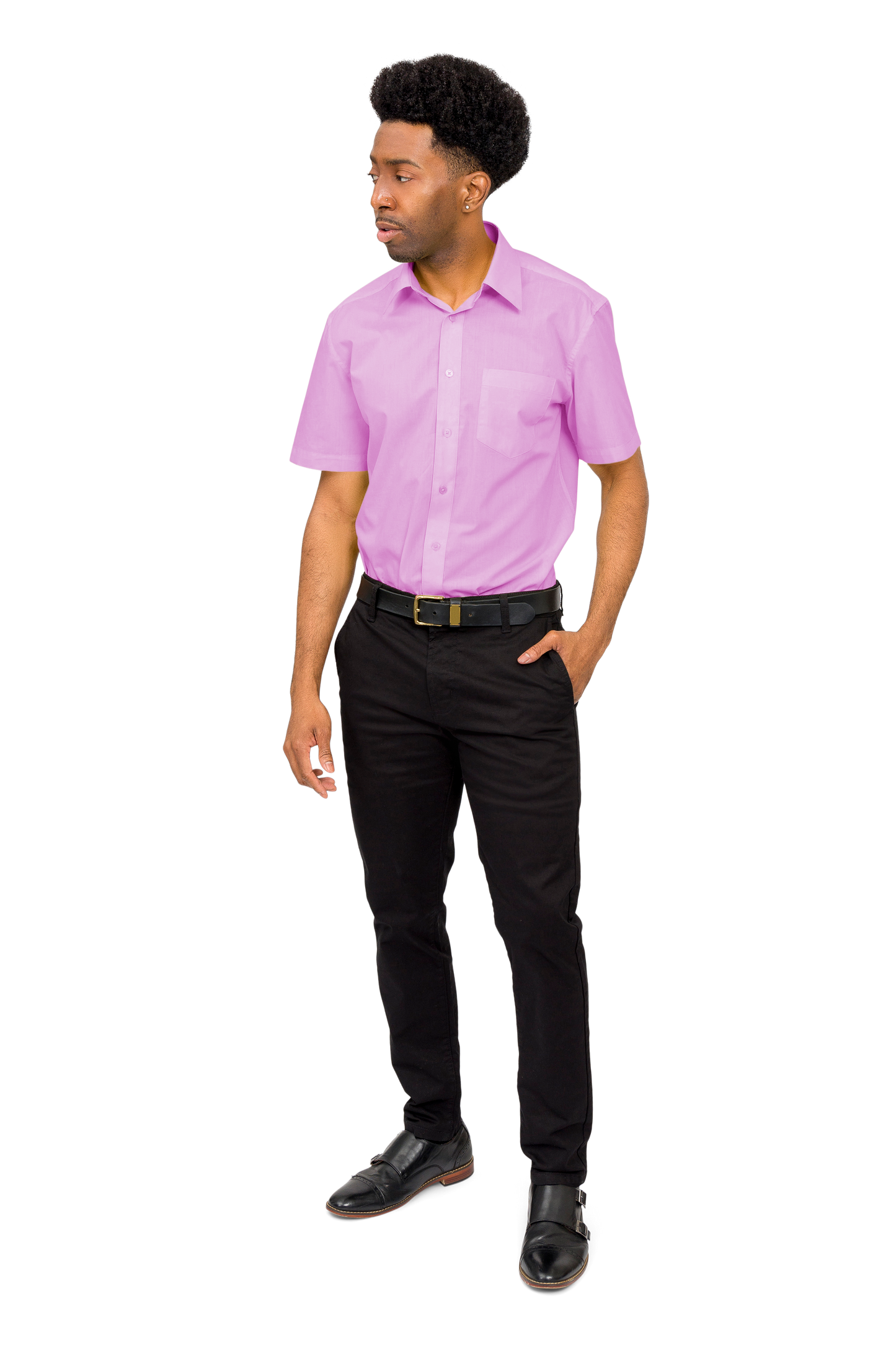 Men's Regular Fit Short Sleeve Solid Color Dress Shirts