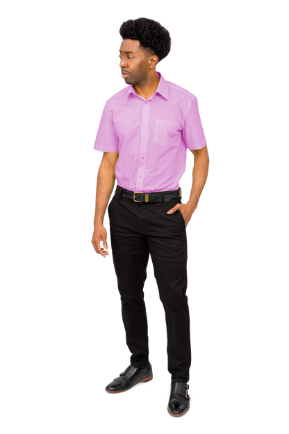Men's Regular Fit Short Sleeve Solid Color Dress Shirts