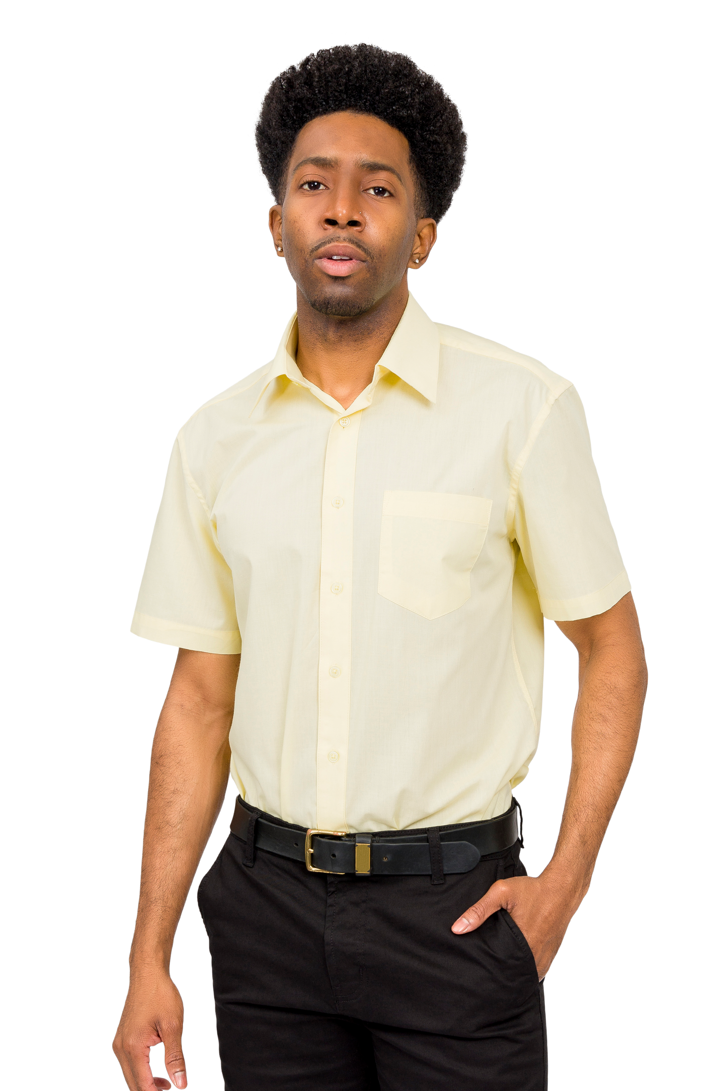 Men's Regular Fit Short Sleeve Solid Color Dress Shirts