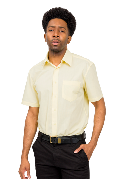 Men's Regular Fit Short Sleeve Solid Color Dress Shirts