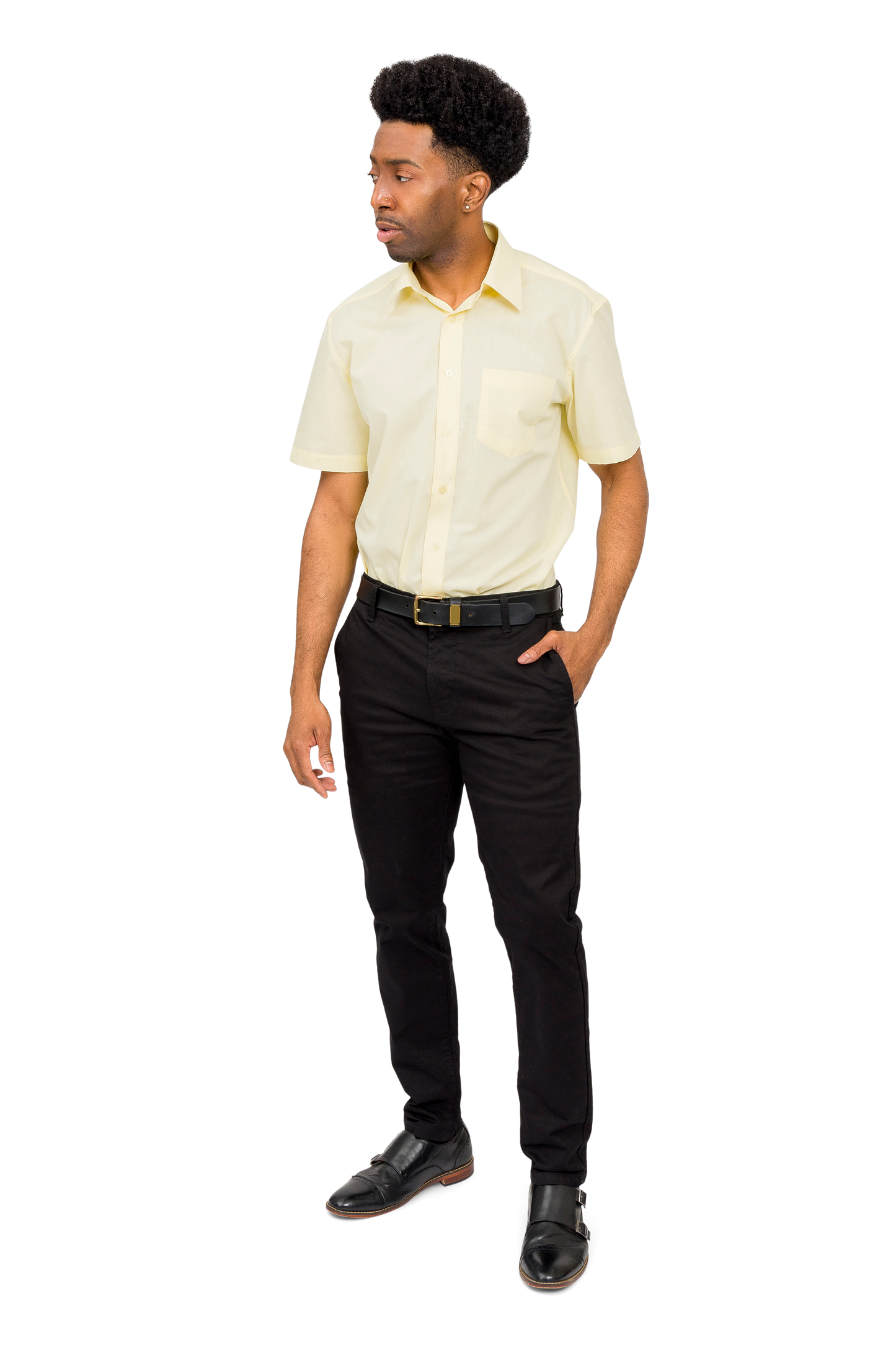 Men's Regular Fit Short Sleeve Solid Color Dress Shirts