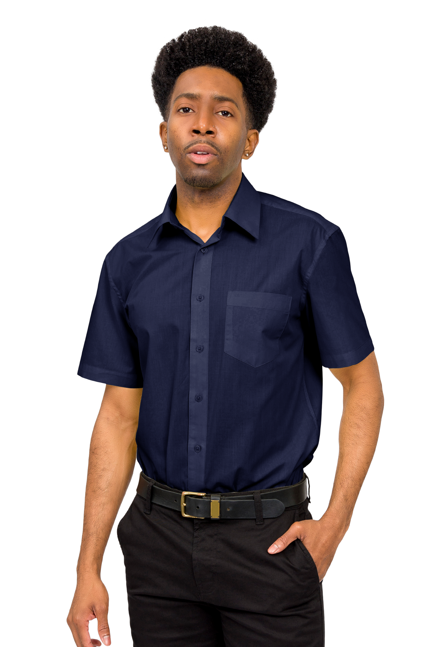 Men's Regular Fit Short Sleeve Solid Color Dress Shirts
