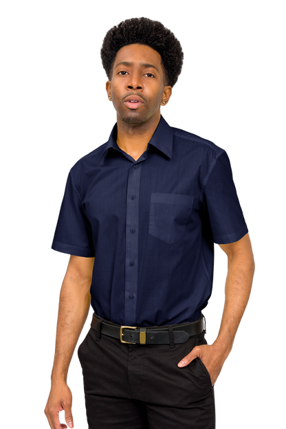 Men's Regular Fit Short Sleeve Solid Color Dress Shirts