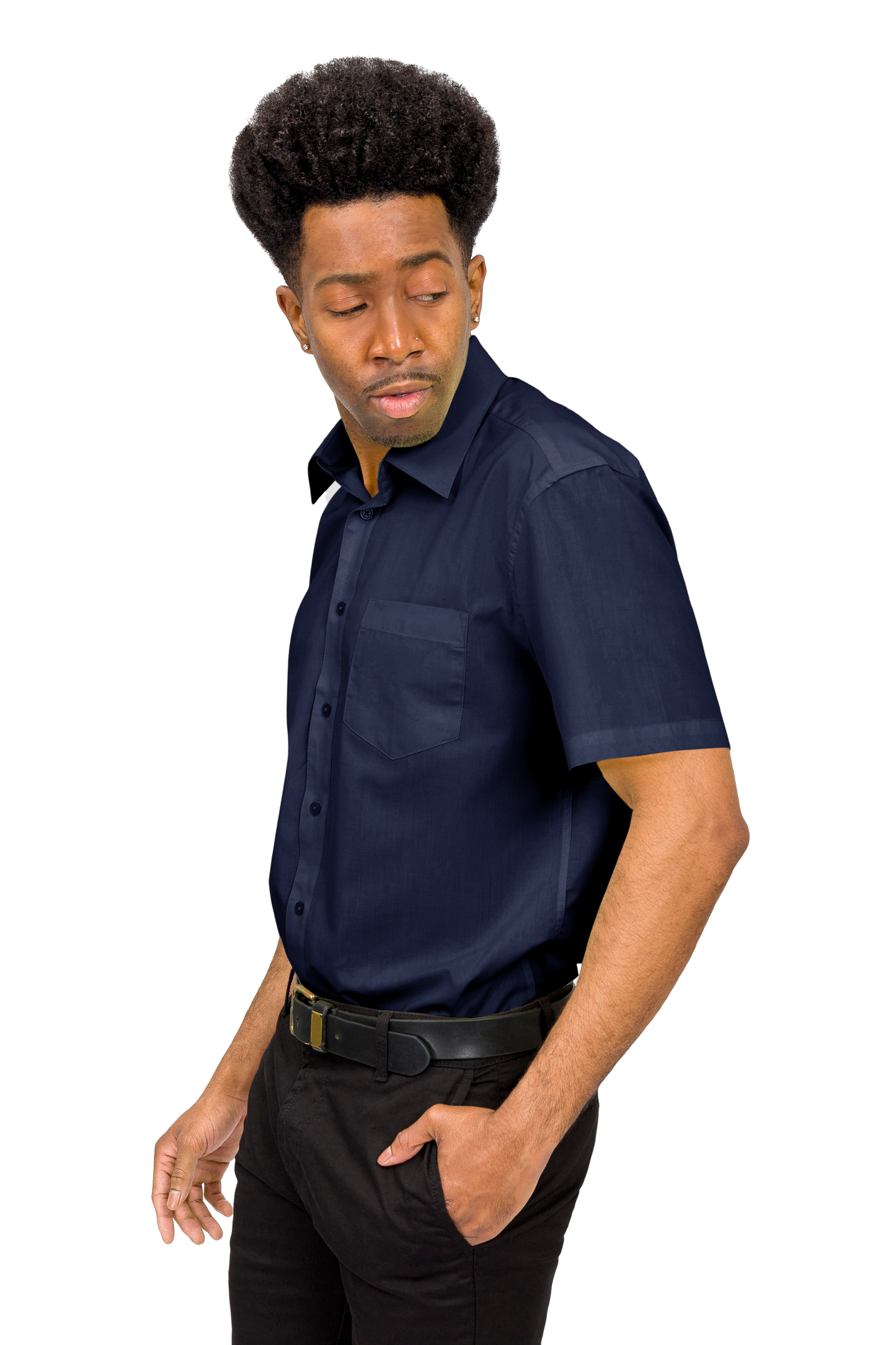 Men's Regular Fit Short Sleeve Solid Color Dress Shirts