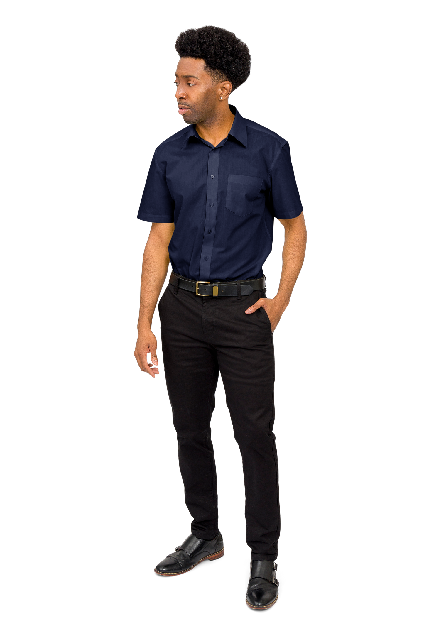 Men's Regular Fit Short Sleeve Solid Color Dress Shirts