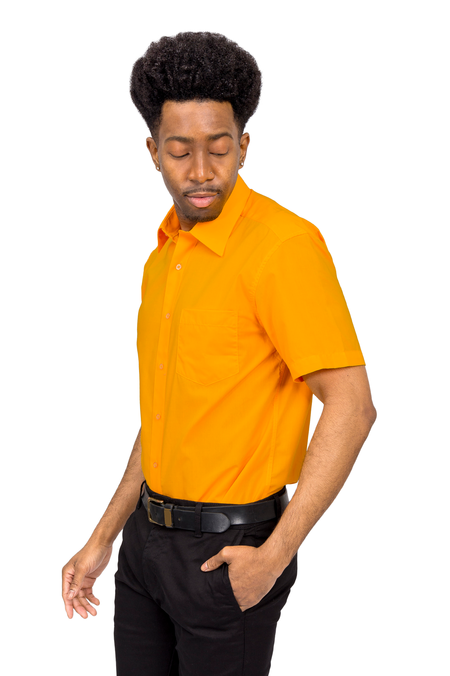 Men's Regular Fit Short Sleeve Solid Color Dress Shirts