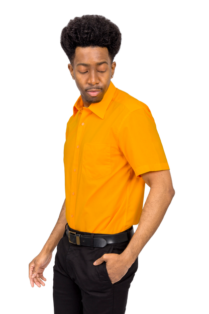 Men's Regular Fit Short Sleeve Solid Color Dress Shirts