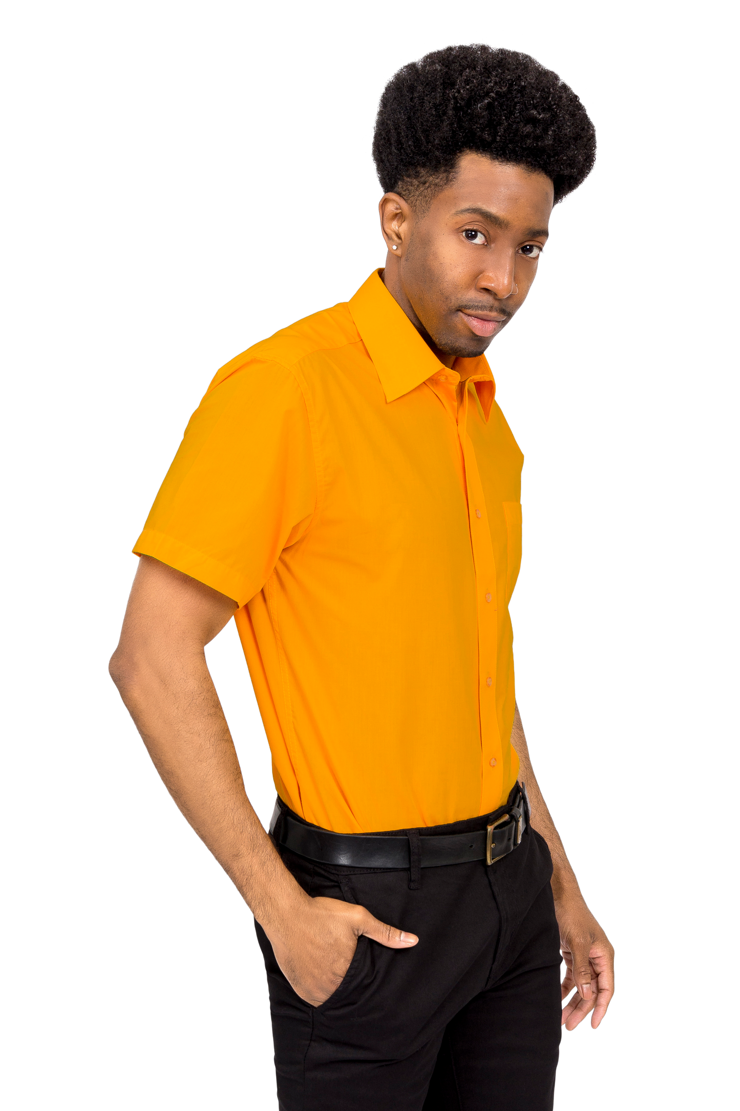 Men's Regular Fit Short Sleeve Solid Color Dress Shirts