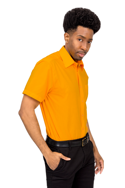 Men's Regular Fit Short Sleeve Solid Color Dress Shirts