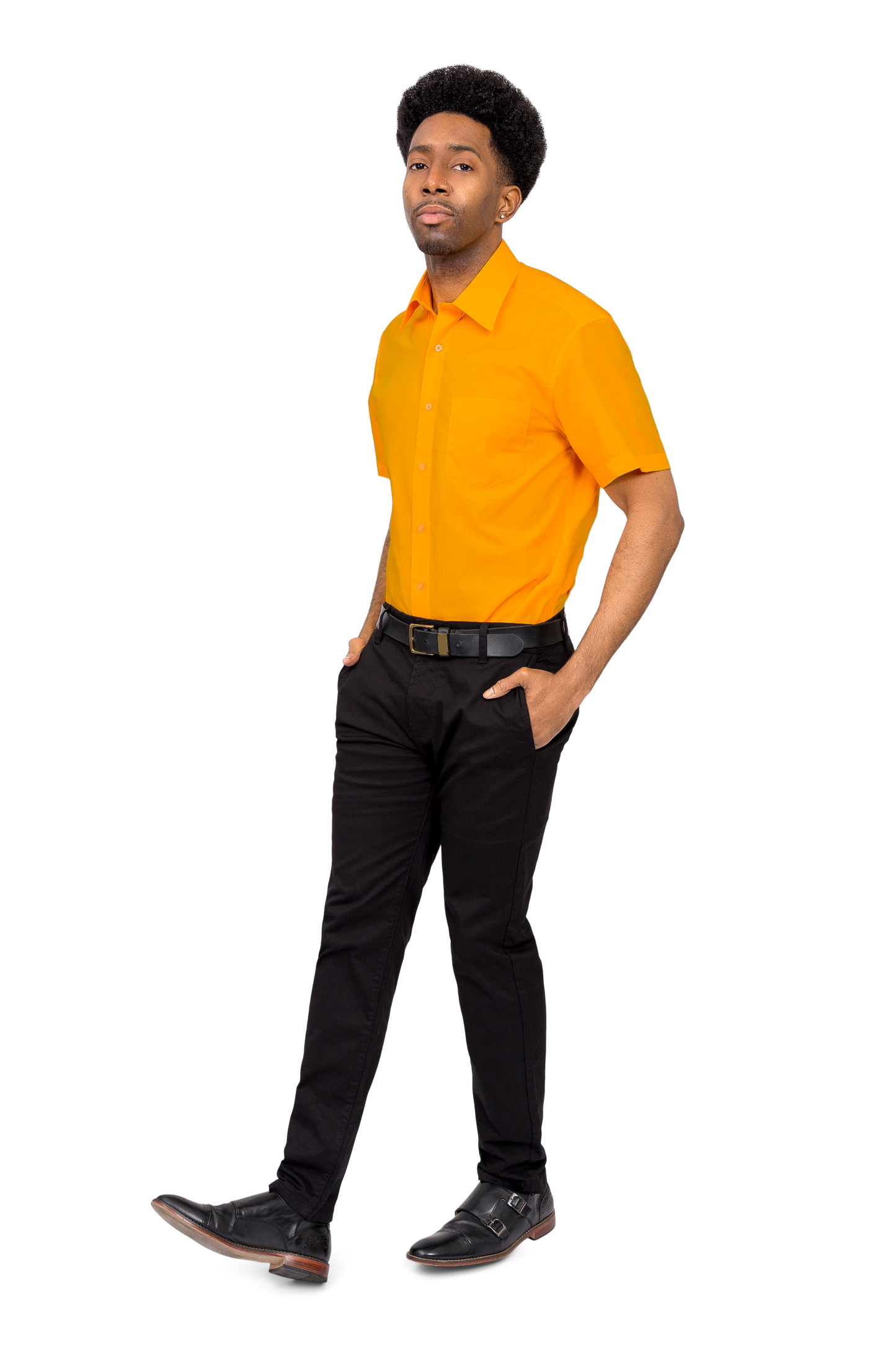 Men's Regular Fit Short Sleeve Solid Color Dress Shirts