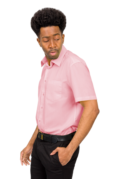 Men's Regular Fit Short Sleeve Solid Color Dress Shirts