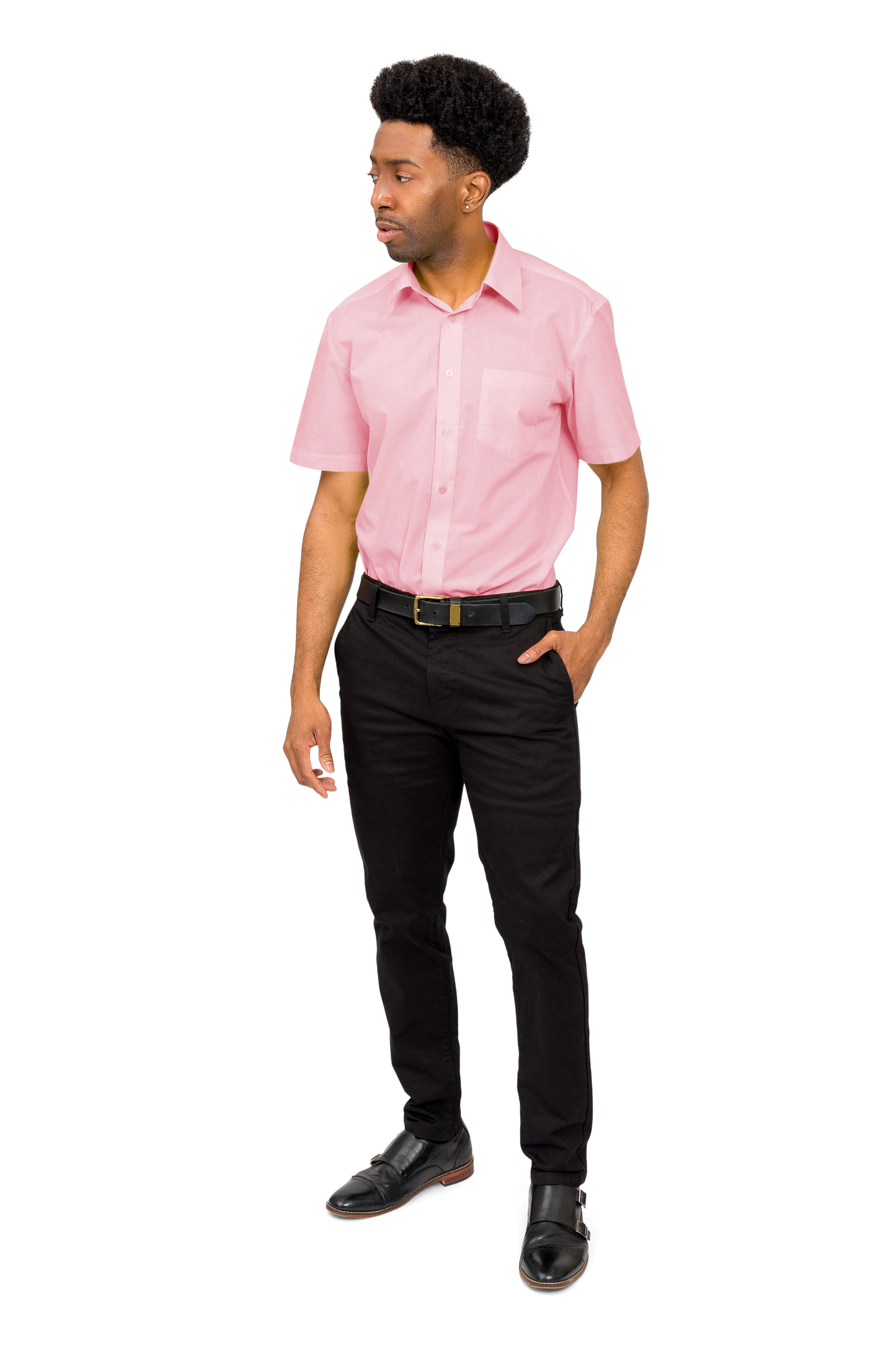 Men's Regular Fit Short Sleeve Solid Color Dress Shirts