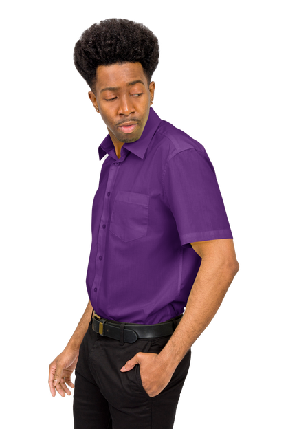Men's Regular Fit Short Sleeve Solid Color Dress Shirts