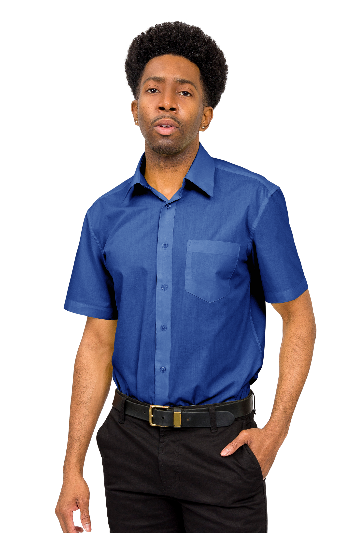Men's Regular Fit Short Sleeve Solid Color Dress Shirts