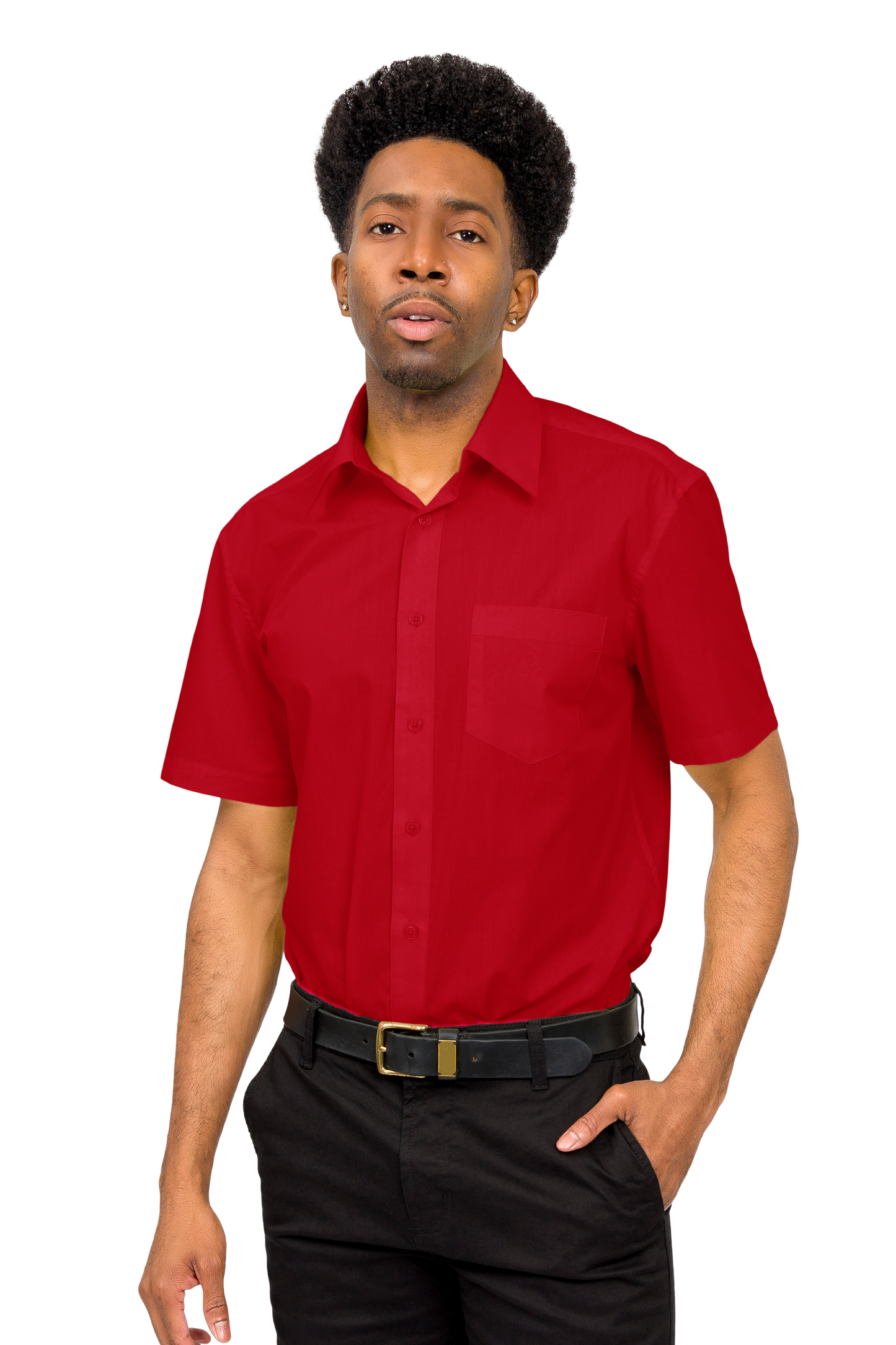 Men's Regular Fit Short Sleeve Solid Color Dress Shirts