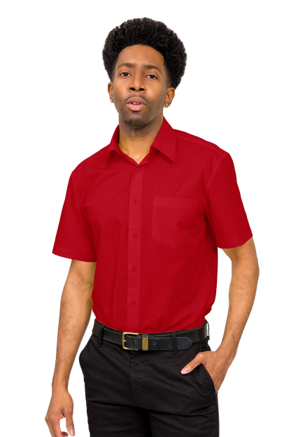 Men's Regular Fit Short Sleeve Solid Color Dress Shirts