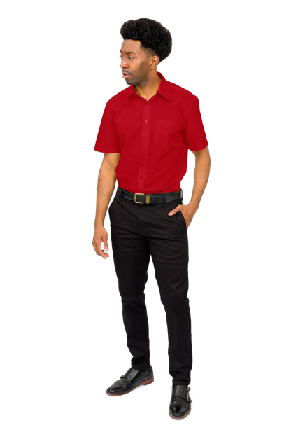 Men's Regular Fit Short Sleeve Solid Color Dress Shirts