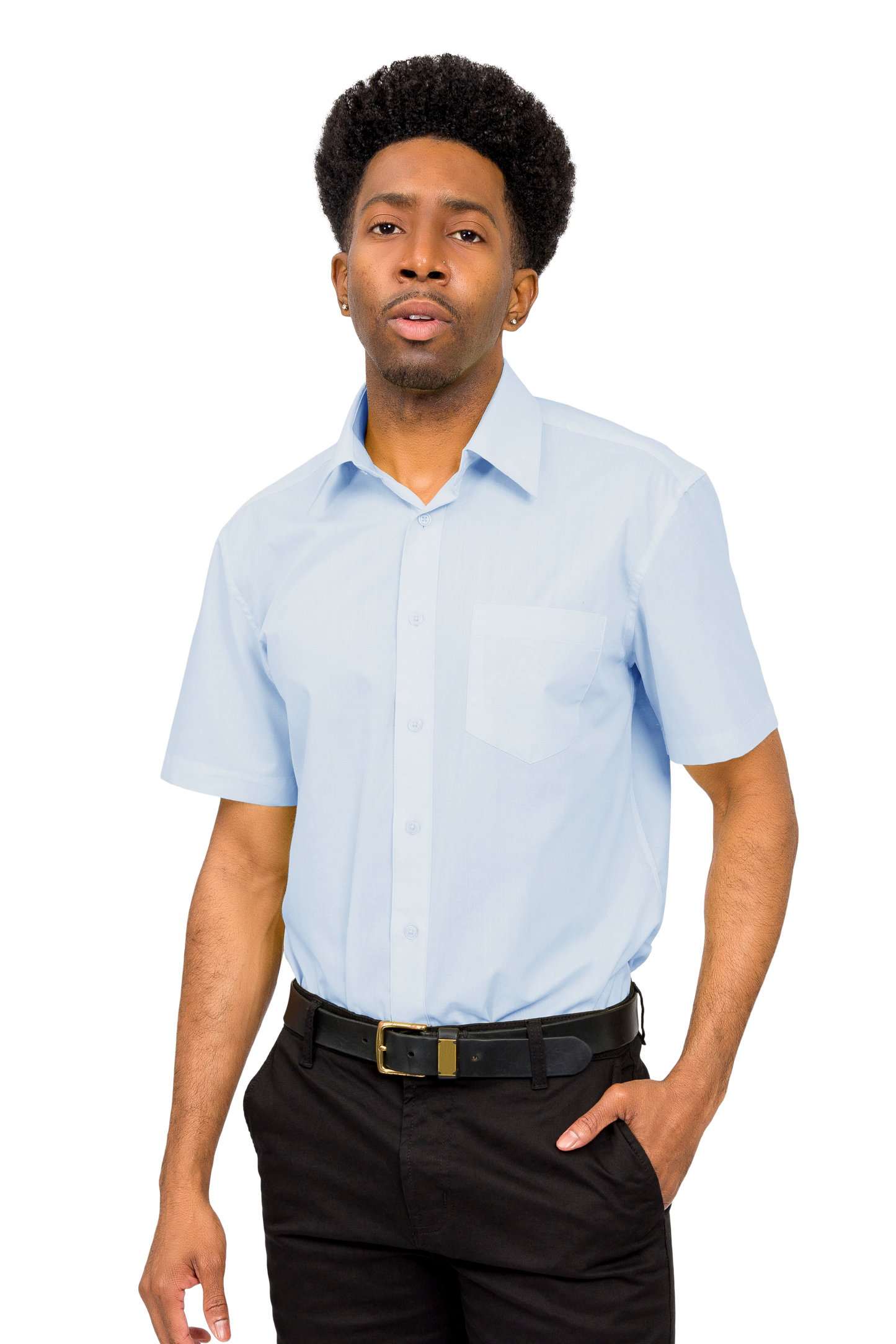 Men's Regular Fit Short Sleeve Solid Color Dress Shirts