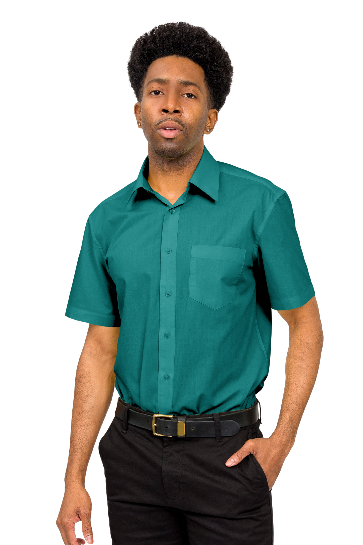 Men's Regular Fit Short Sleeve Solid Color Dress Shirts